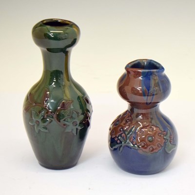Lot 593 - Elton Ware (Clevedon) pottery - Two marbled vases