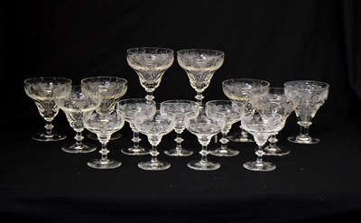 Lot 548 - Part set of cut glass drinking glasses, circa 1930s