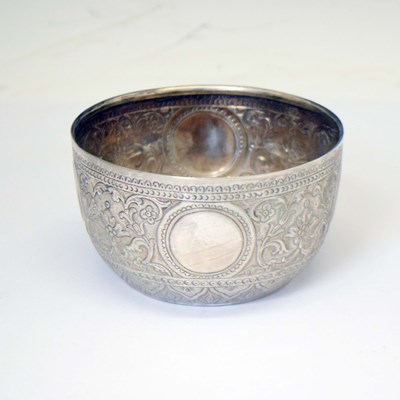 Lot 247 - Victorian silver bowl with roundel border