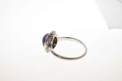 Lot 26 - Early 20th century amethyst and diamond unmarked white metal cluster ring