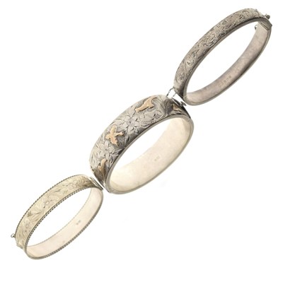 Lot 145 - Three silver bangles