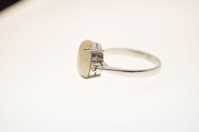 Lot 27 - Opal and diamond white metal dress ring