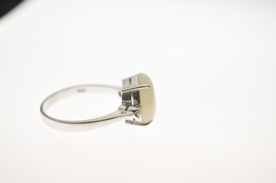 Lot 27 - Opal and diamond white metal dress ring