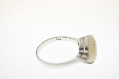 Lot 27 - Opal and diamond white metal dress ring