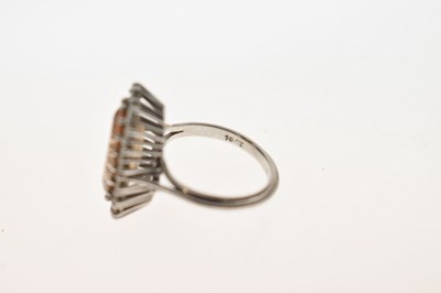 Lot 30 - Imperial topaz and diamond 18ct white gold cluster ring