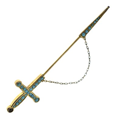 Lot 77 - Late Victorian turquoise jabot pin