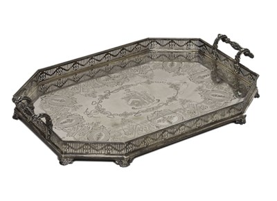 Lot 149 - Late Victorian silver gallery tray