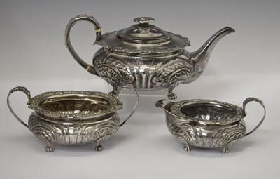 Lot 167 - Georgian three piece silver tea set