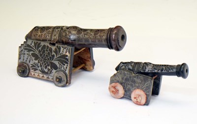 Lot 628 - Two Chinese soapstone cannons