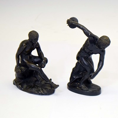 Lot 392 - Two miniature bronze classical figures