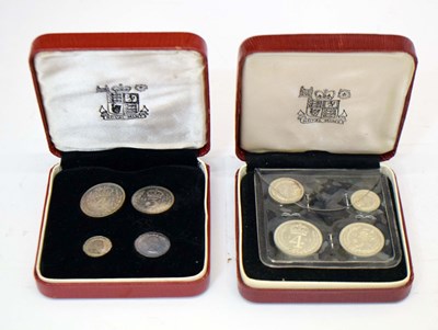 Lot 308 - Two Maundy Money sets, George VI 1942 and Elizabeth II 1965