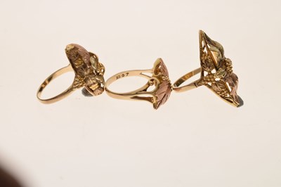 Lot 37 - Black Hills Gold (South Dakota, USA) - Three American yellow metal tricolour rings