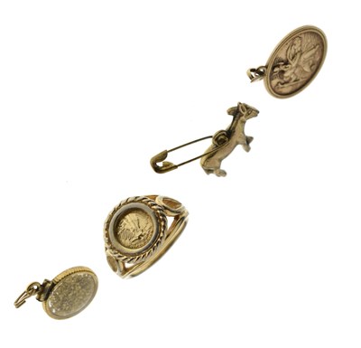 Lot 110 - 9ct gold St Christopher pendant, etc