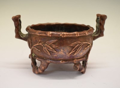 Lot 358 - Bronze bamboo-effect incense burner