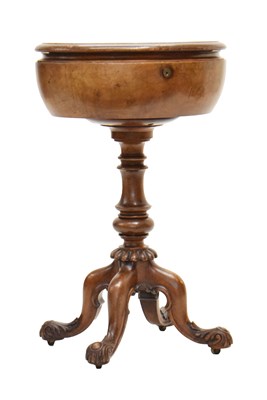 Lot Early Victorian walnut oval teapoy