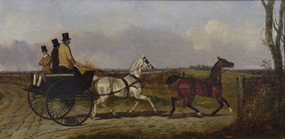 Lot 386 - John Dalby of York (1810-1865) - Oil on canvas - Carriage driving in a landscape