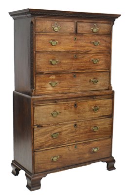 Lot 786 - George III mahogany tallboy or chest on chest