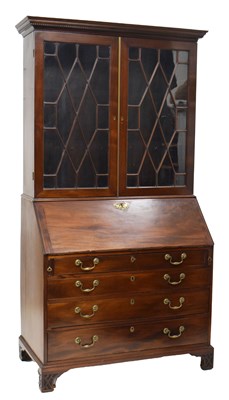 Lot 781 - Edwardian mahogany bureau bookcase