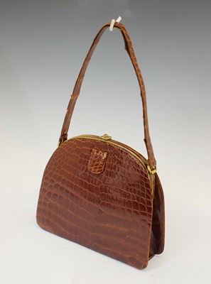 Lot 383 - Lady's mid-century crocodile effect handbag