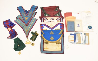 Lot 404 - Collection of Masonic items to include: a silver gilt jewels, etc