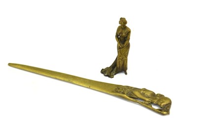 Lot 160 - Art Nouveau miniature bronze of a lady