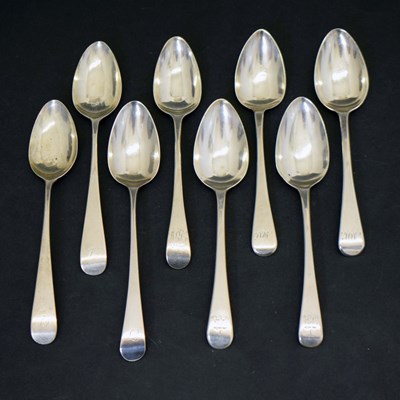 Lot 277 - Collection of eight Old English pattern dessert spoons