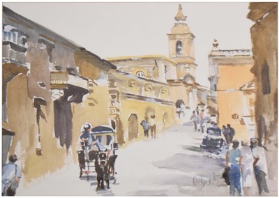 Lot 695 - Angela Brewster (20th century) - Watercolour - Mdina, Malta
