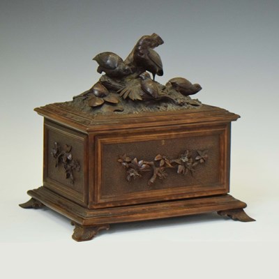 Lot 236 - 'Black Forest' (Swiss) carved linden wood cigar box