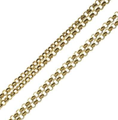 Lot 130 - Yellow metal belcher link necklace, stamped '585'