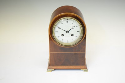 Lot 748 - Early 20th century inlaid mahogany mantel clock, Maple & Co.