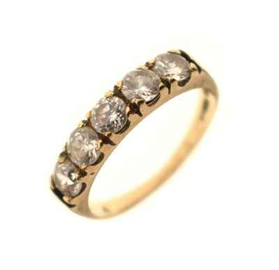 Lot 46 - 9ct gold dress ring set five white stones