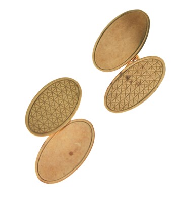 Lot 173 - Pair of 9ct gold oval cufflinks
