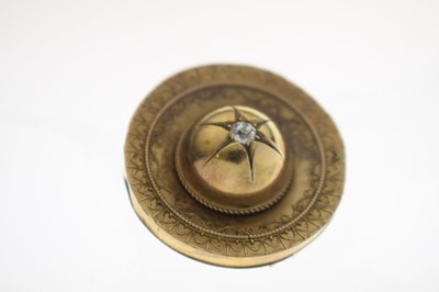 Lot 47 - Victorian diamond unmarked yellow metal target brooch