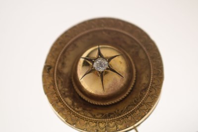Lot 47 - Victorian diamond unmarked yellow metal target brooch