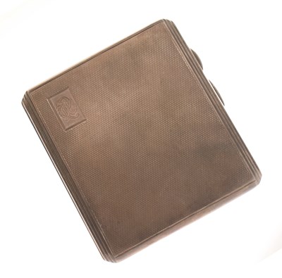 Lot 220 - George VI silver cigarette case with engine-turned decoration