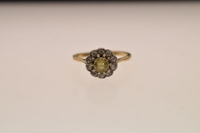 Lot 28 - Early 20th century yellow sapphire and diamond 18ct yellow gold cluster ring