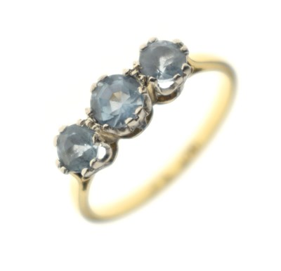 Lot 48 - Three-stone ring, stamped '18ct Plat'