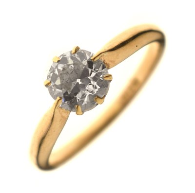 Lot 4 - Diamond solitaire yellow gold ring stamped '18ct'