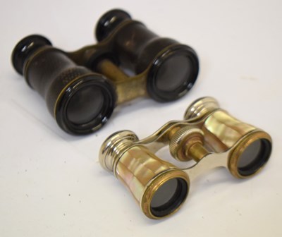 Lot 356 - Pair of cased Chevalier Opticien opera glasses and a cased mother-of-pearl pair