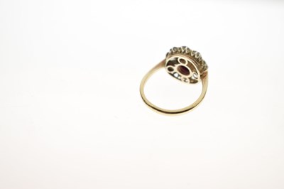 Lot 17 - Early 20th century ruby and diamond 9ct gold cluster ring