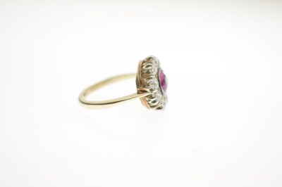 Lot 17 - Early 20th century ruby and diamond 9ct gold cluster ring