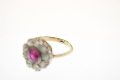 Lot 17 - Early 20th century ruby and diamond 9ct gold cluster ring