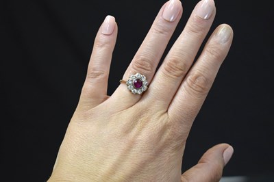 Lot 17 - Early 20th century ruby and diamond 9ct gold cluster ring