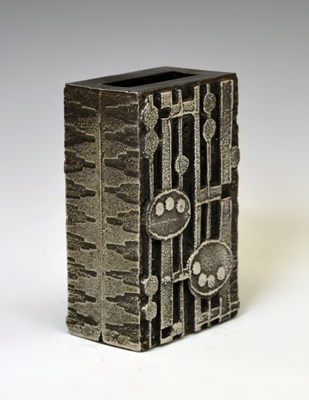 Lot 442 - Olav Joa for Polaris, Norway, 1960s brutalist cast stainless steel slab vase