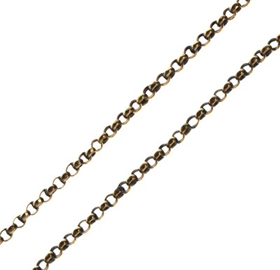 Lot 120 - Edwardian yellow metal belcher link necklace, tagged '9c'