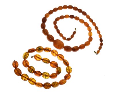 Lot 111 - Amber bead necklace plus a second necklace