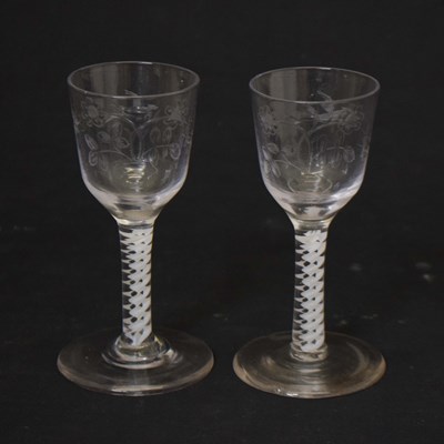 Lot 280 - Pair of late 18th century wine glasses
