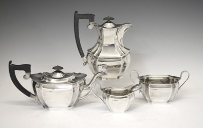 Lot 172 - George VI silver four-piece tea set