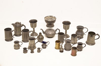Lot 408 - Collection of pewter hollow ware etc