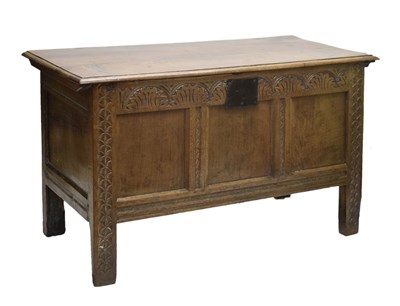 Lot 501 - Late 17th century oak three panel coffer or bedding chest